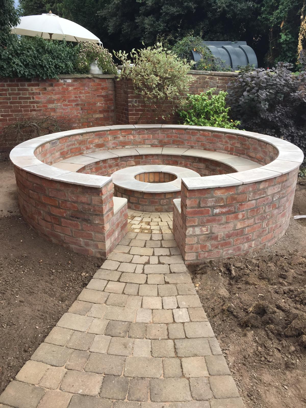 Landscape construction — circular brick feature
