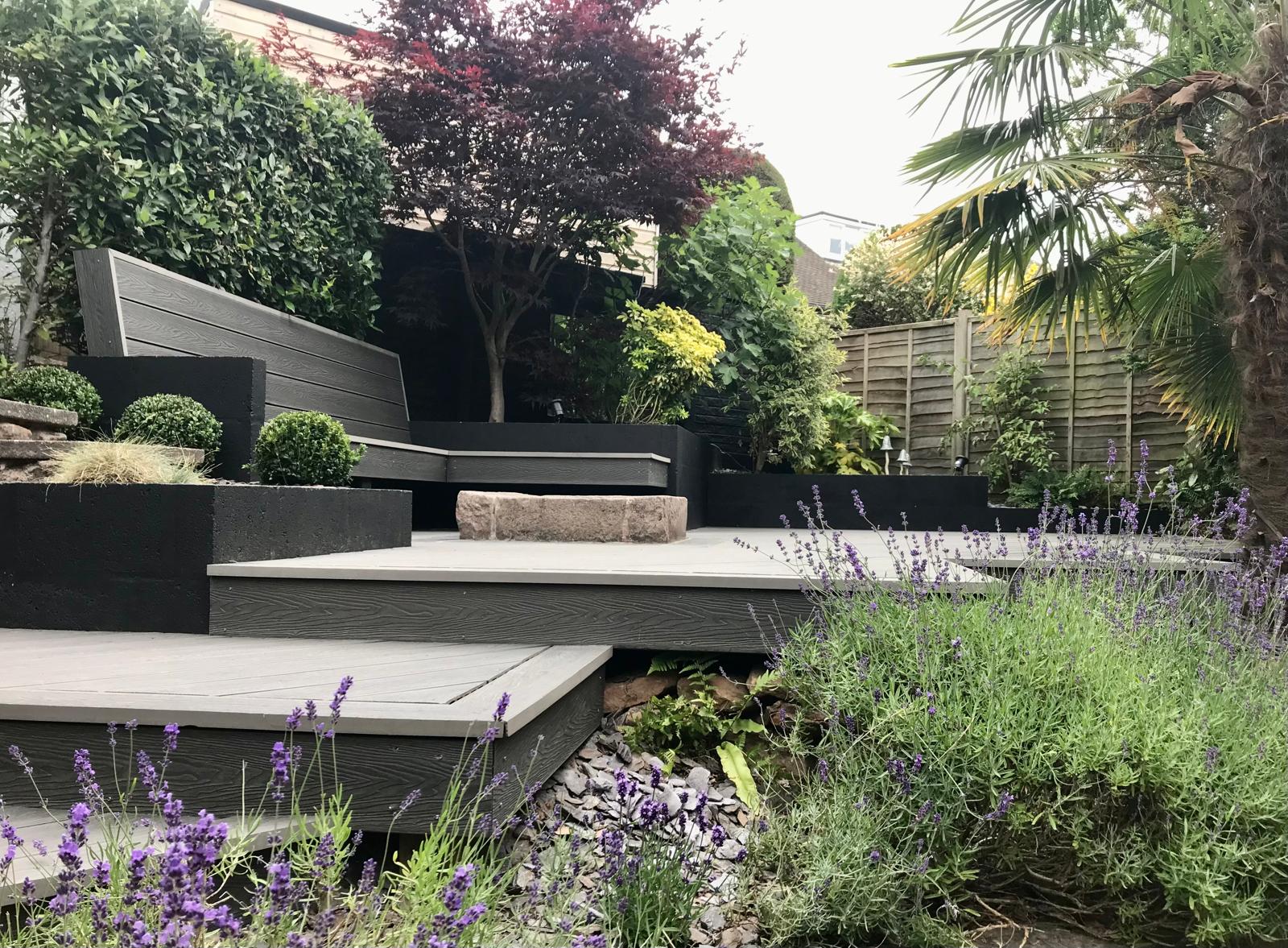 Completed decking garden overview