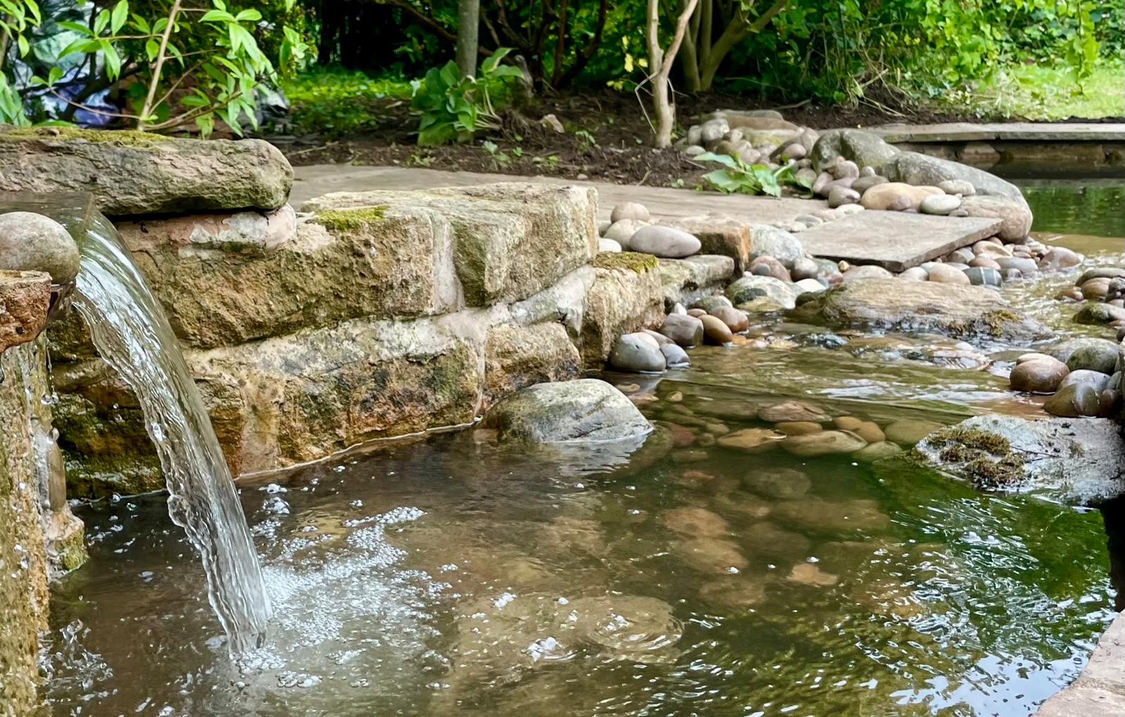 Natural stone waterfall cascade