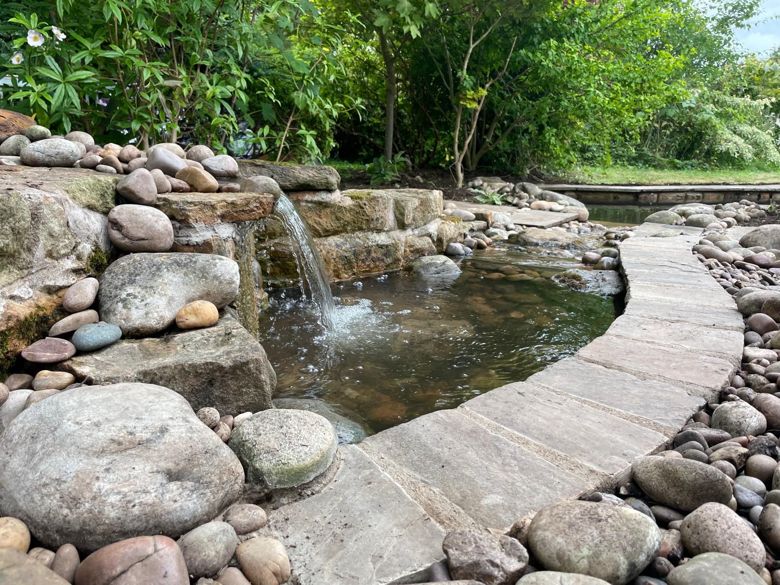 Rock garden waterfall feature