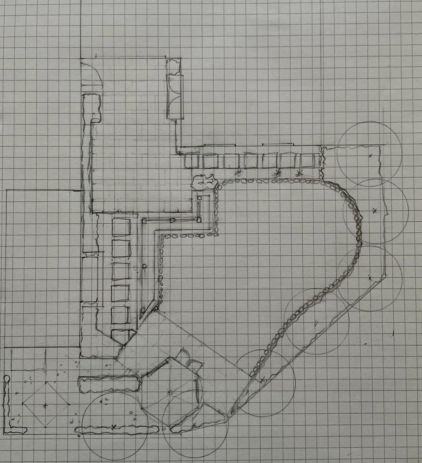 Hand-drawn landscape design plan by Paul
